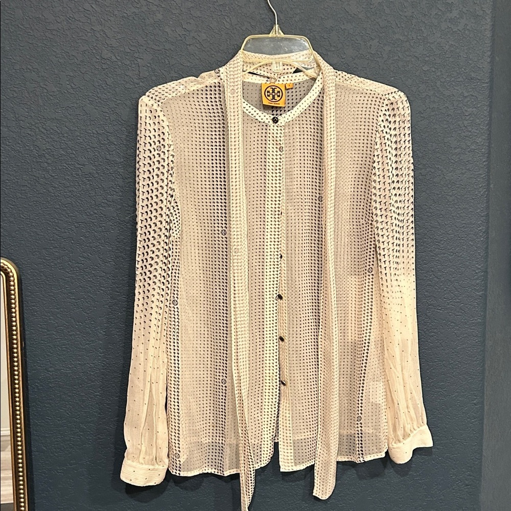 Tory Burch Blouse W/ Detachable Scarf Size 2